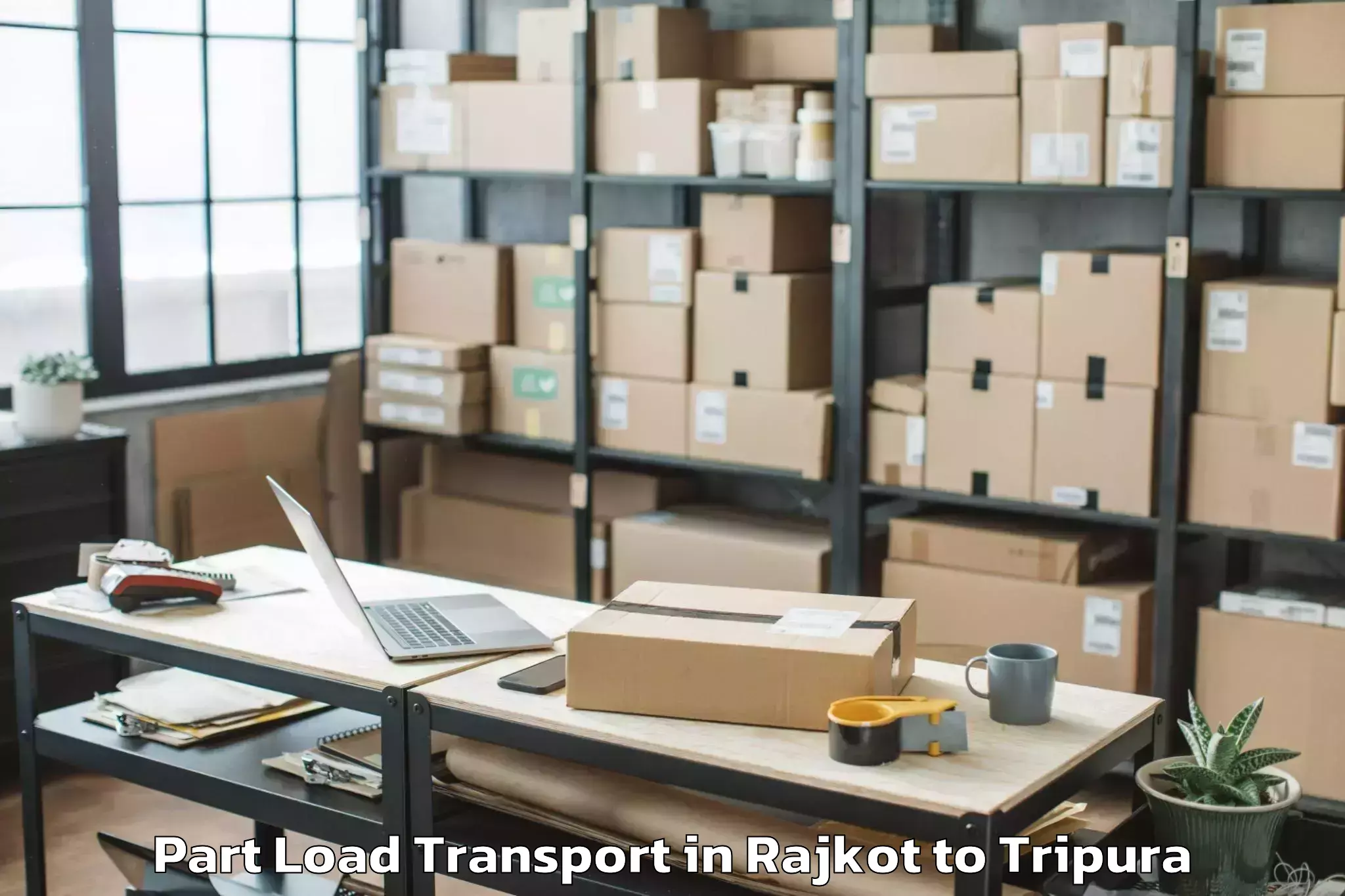 Easy Rajkot to Amarpur Gomati Part Load Transport Booking